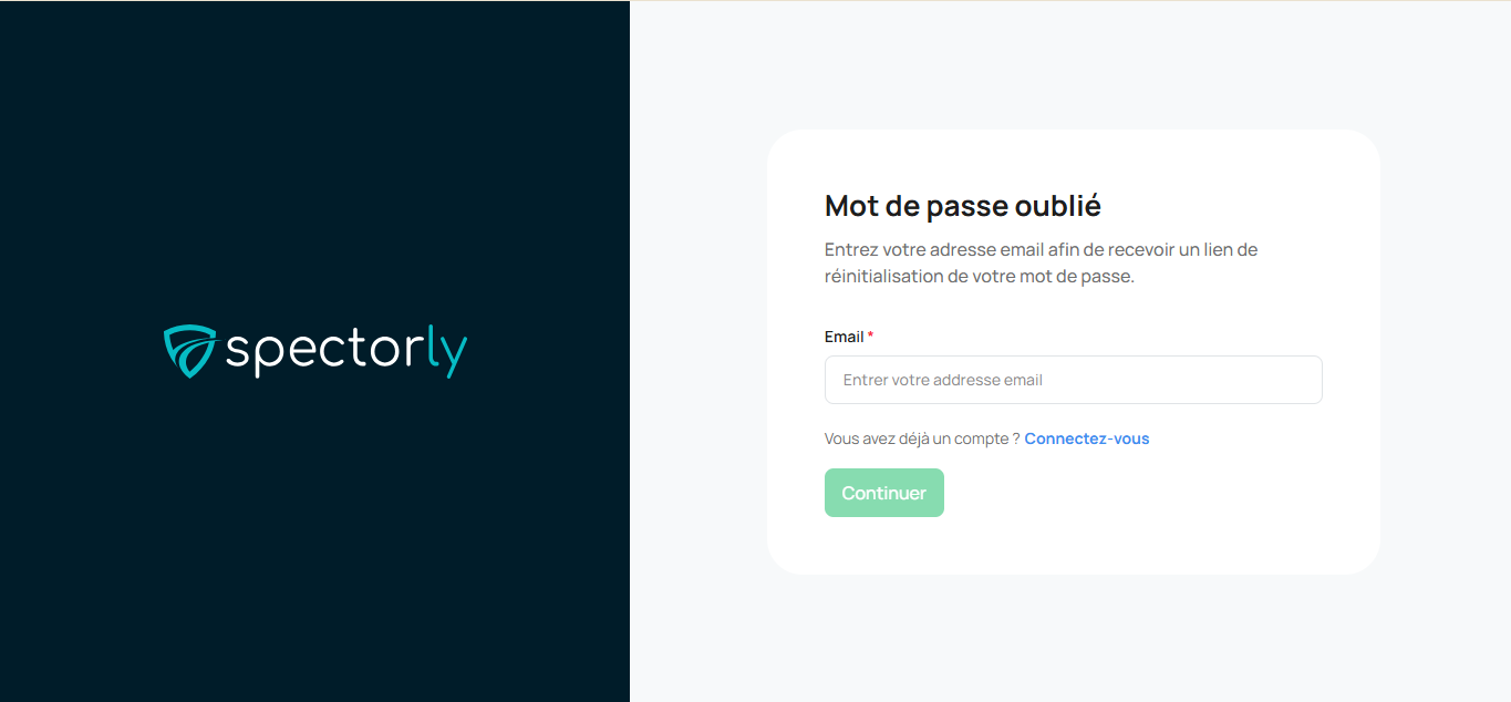 Formulaire de demande de réinitialisation du mot de passe