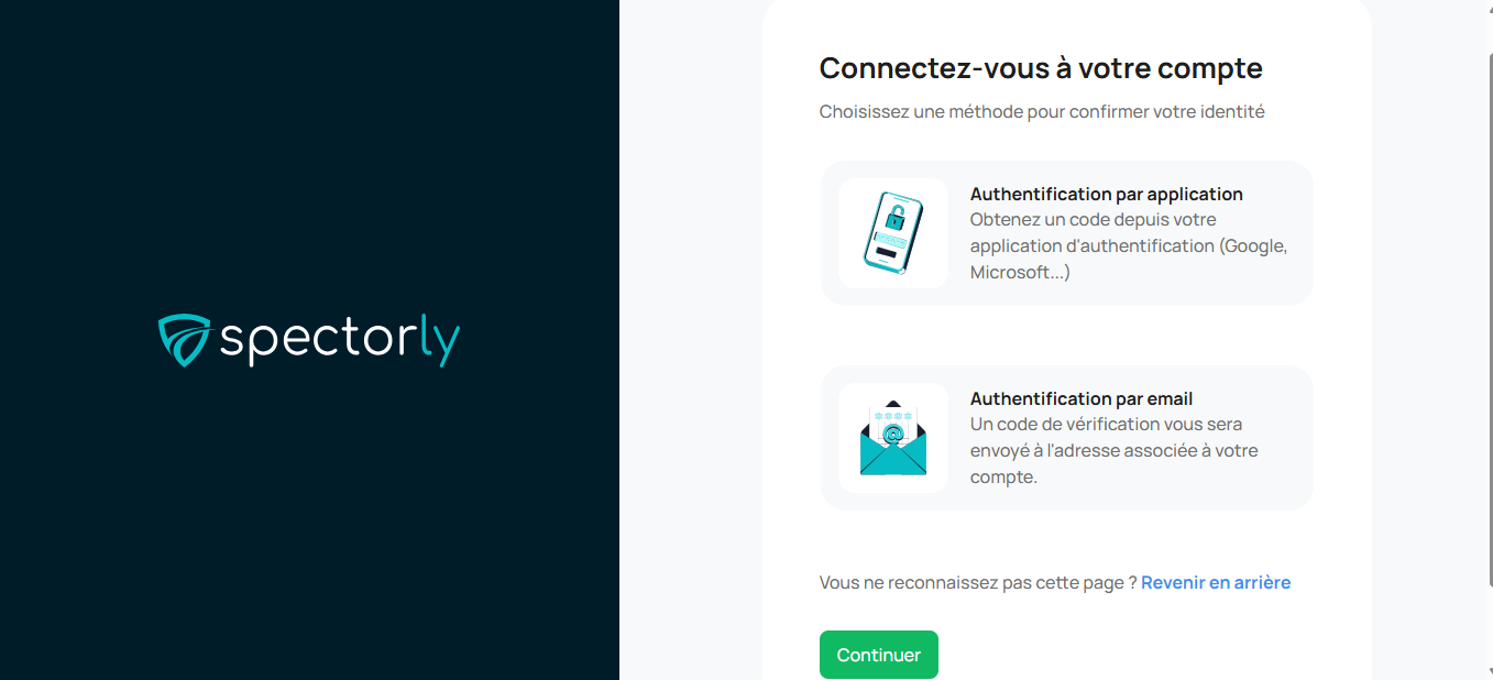Choix de la méthode MFA — application ou email
