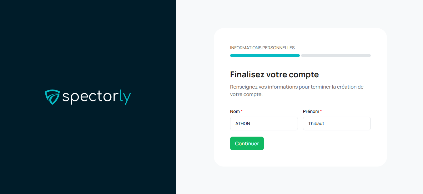 Formulaire — Informations personnelles (nom, prénom)