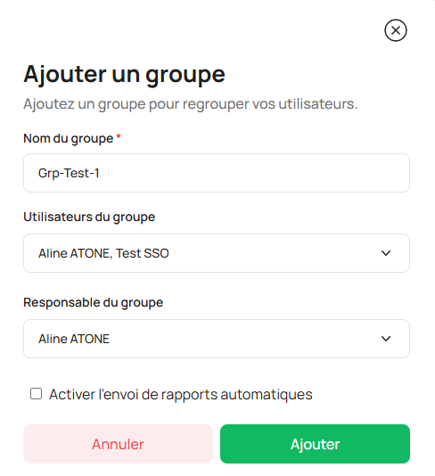 Création d'un groupe
