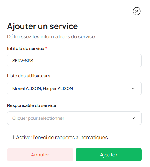 Création d'un service